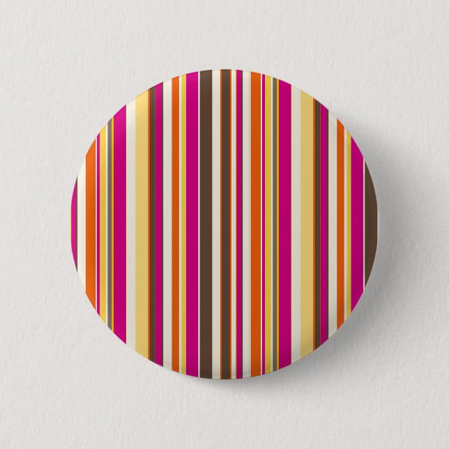 Bold Colourful Pink Orange Brown Stripes Pattern 6 Cm Round Badge (Front)