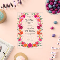 Bold Colourful Pink & Orange Floral Garden Birthda