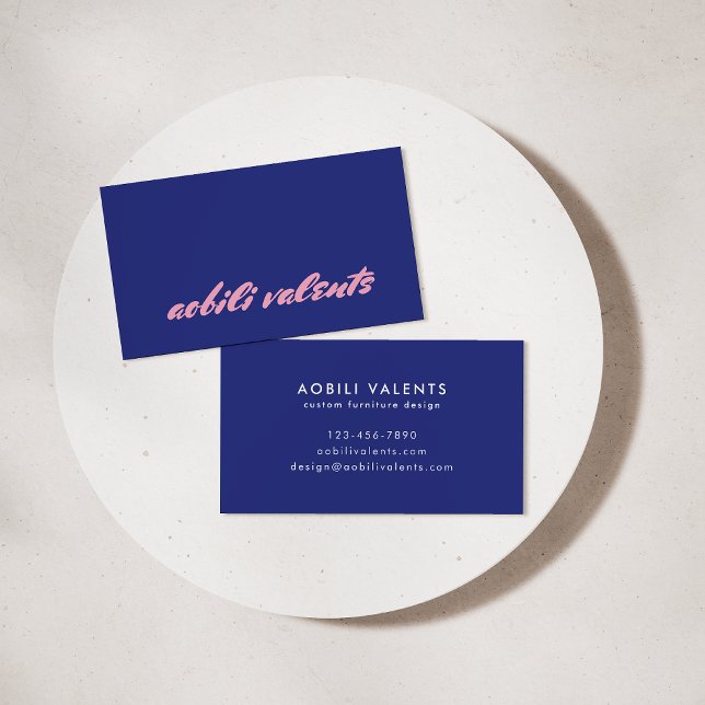 Bold Colourful Playful Retro Typography Blue Pink Business Card (Creator Uploaded)