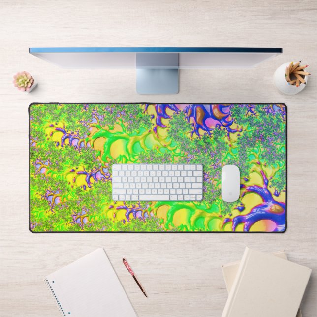 Bold Colourful Psychedelic Funky Acid Trip Fractal Desk Mat (Office 1)