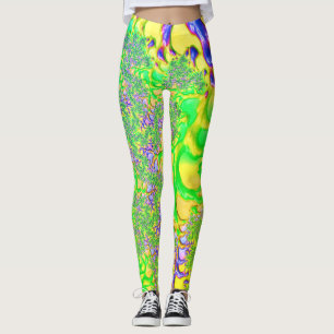 Bold Colourful Psychedelic Funky Acid Trip Fractal Leggings