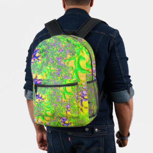 Bold Colourful Psychedelic Funky Acid Trip Fractal Printed Backpack