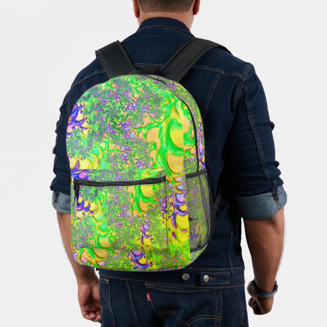 Bold Colourful Psychedelic Funky Acid Trip Fractal Printed Backpack (Insitu (Model))