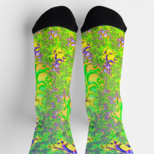 Bold Colourful Psychedelic Funky Acid Trip Fractal Socks