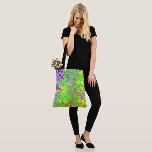 Bold Colourful Psychedelic Funky Acid Trip Fractal Tote Bag