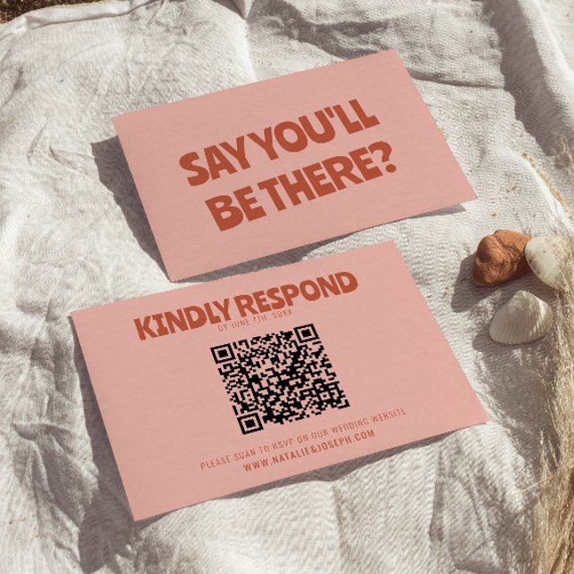 Bold Colourful Retro Bright Unique QR Code Wedding RSVP Card (Creator Uploaded)