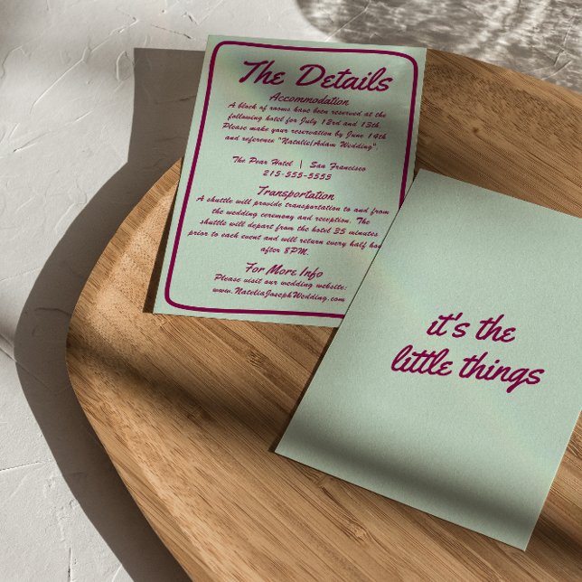 Bold colourful Retro Funky Modern Wedding Details Enclosure Card (Creator Uploaded)