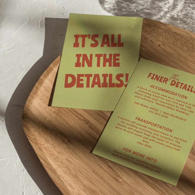 Bold colourful Retro Funky Unique Wedding Details  Enclosure Card (Creator Uploaded)