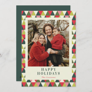 Bold Colourful Retro Geometric Triangles Photo Holiday Card