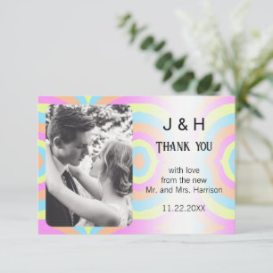 Bold Colourful Retro Photo Thank You Card