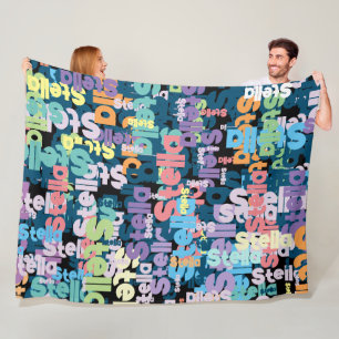 Bold Colourful Retro Repeated Names Custom Fleece Blanket
