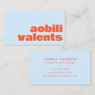 Bold Colourful Retro Typography Cool Blue Orange Business Card