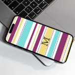 Bold Colourful Stripe Pattern Monogram Phone Case<br><div class="desc">The colours of teal,  purple and sand give this design a fresh,  summery feel. The monogram ensures you know this is your phone!</div>