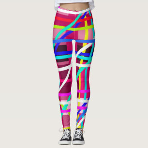 Bold colourful striped leggings