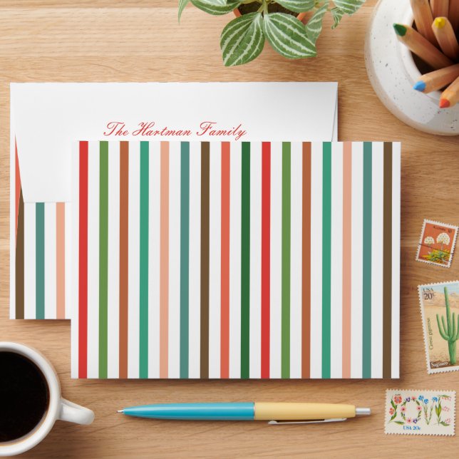 Bold Colourful Stripes Pre-Addressed  Envelope (Desk)