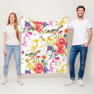 Bold Colourful Summer Print Fleece Blanket