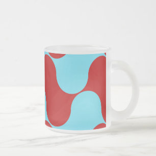 Bold Colourful Teal Turquoise Red Wavy Pattern Frosted Glass Coffee Mug