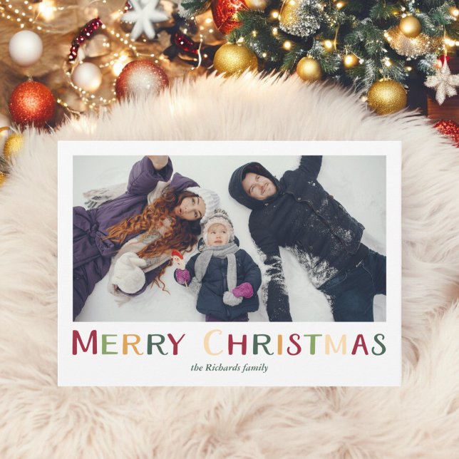 Bold Colourful traditional Merry Christmas photo Holiday Card (Bold Colorful traditional Merry Christmas photo Holiday Card)