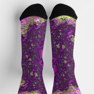 Bold Colourful Trippy Groovy Funky Fractal Art Socks