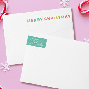 Bold Colourful Type Merry Christmas Wrap Around Label