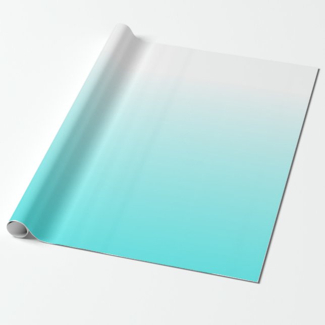 Bold Colourful White to Blue Ombre Gradient Wrapping Paper (Unrolled)
