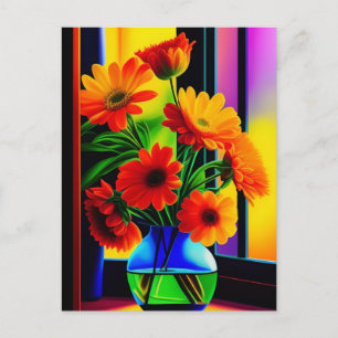 Bold Colours Artistic Floral Bouquet   Postcard