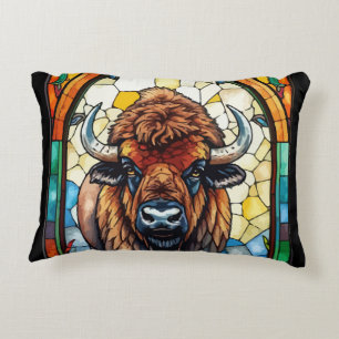 Bold Colours Bison Buffalo Cottagecore Rustic Prin Decorative Cushion