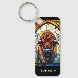 Bold Colours Bison Buffalo Cottagecore Rustic Prin Key Ring