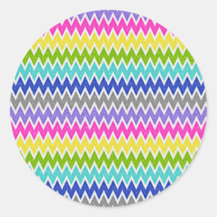 Bold Colours Glitter Like Chevron Pattern Classic Round Sticker