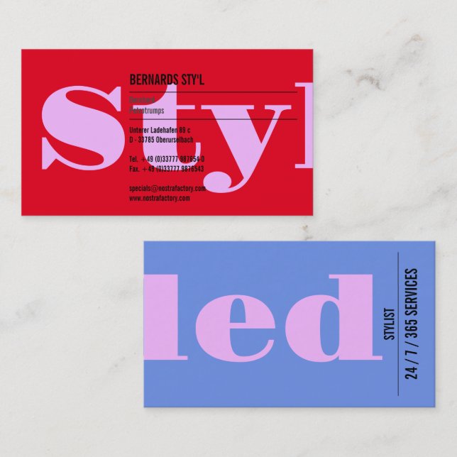 Bold colours, great typography  business card (Front/Back)