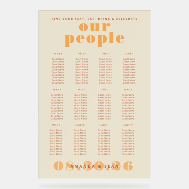 Bold Colours: Seating Chart (Front)