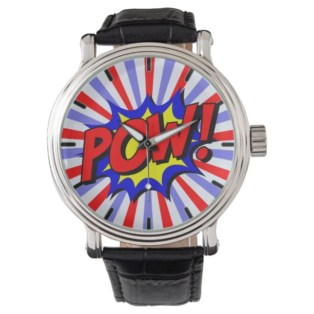 Bold Comic-Style POW! Pop Art Watch (Front)
