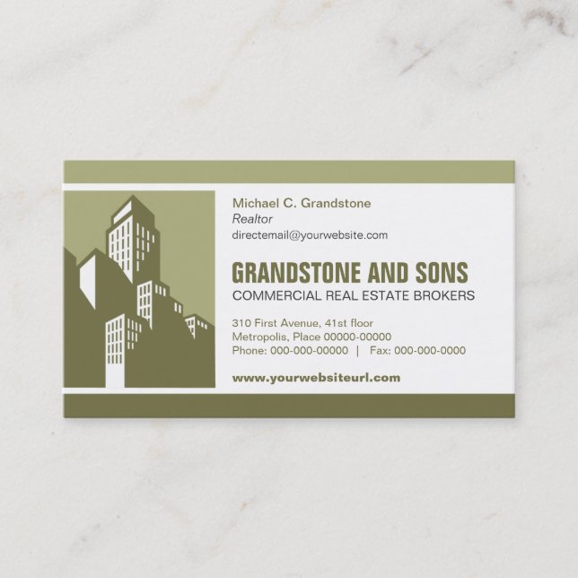 Bold Commercial Real Estate Business Card (Front)