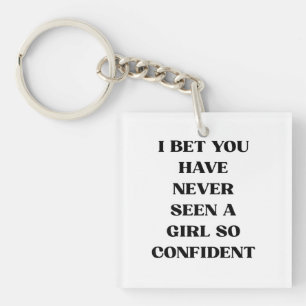 Bold Confident Girl Quote Typography – Feminist Key Ring