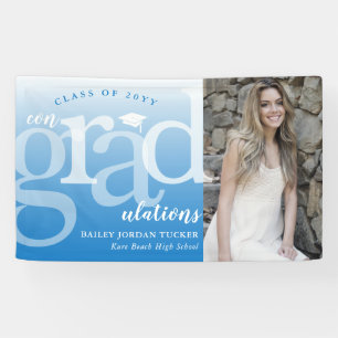Bold ConGRADulations Blue Ombre Photo Graduation Banner