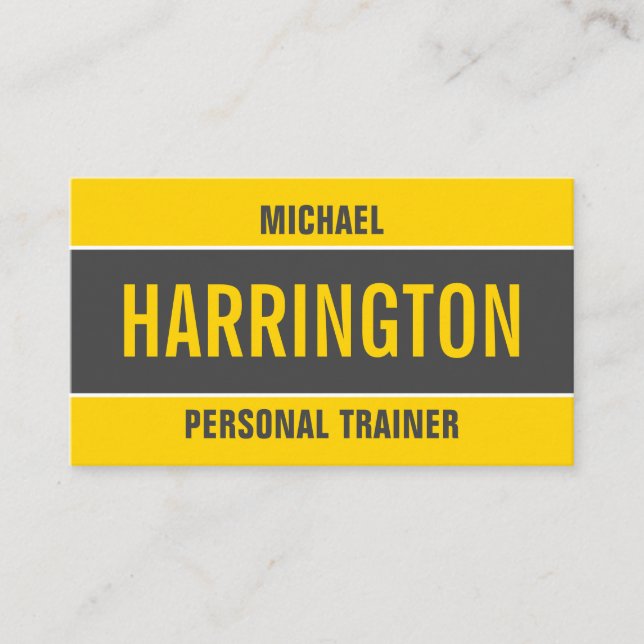 Bold Contemporary Yellow and Grey Minimalistic Pro Business Card (Front)