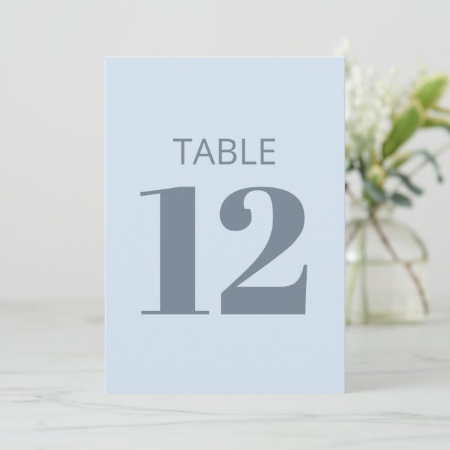 Bold Cool Soft Light Blue Modern Table Number Sign (Standing Front)