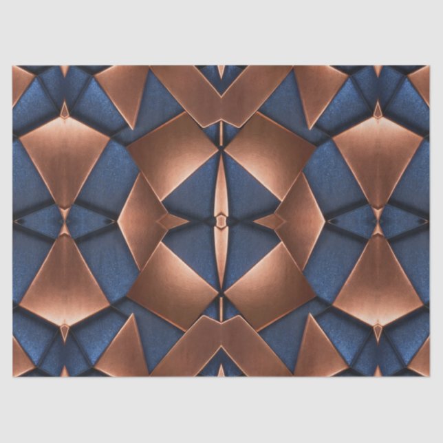 Bold Copper and Sapphire Pattern Decoupage Tissue Paper (Front)