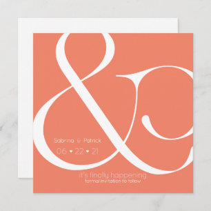 BOLD Coral Ampersand Save the Date Invitation