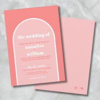 Bold Coral Pink Retro Summer Wedding