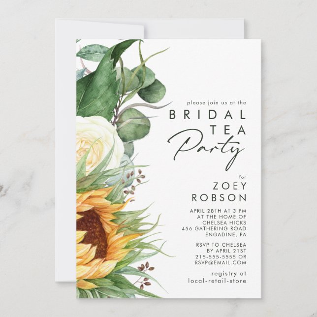 Bold Country Sunflower | Bridal Tea Party Invitation (Front)