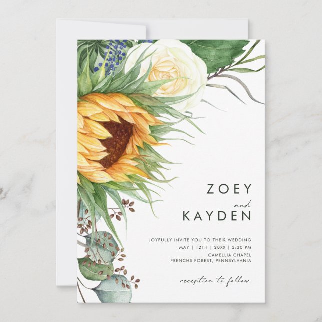 Bold Country Sunflower | Casual Wedding Invitation (Front)
