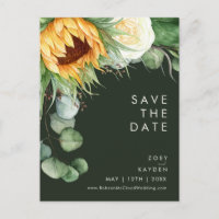 Bold Country Sunflower | Dark Green Save The Date