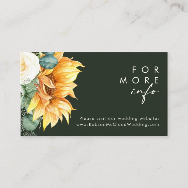 Bold Country Sunflower | Dark Green Website Enclosure Card (Front)