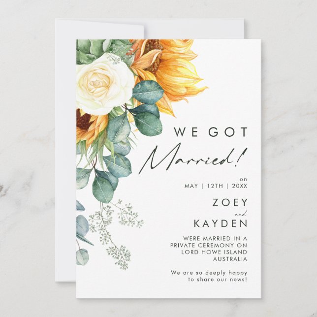 Bold Country Sunflower | Elopement Announcement (Front)