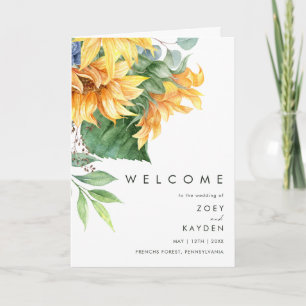 Bold Country Sunflower Folded Wedding Program Programme