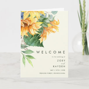 Bold Country Sunflower Light Yellow Folded Wedding Programme