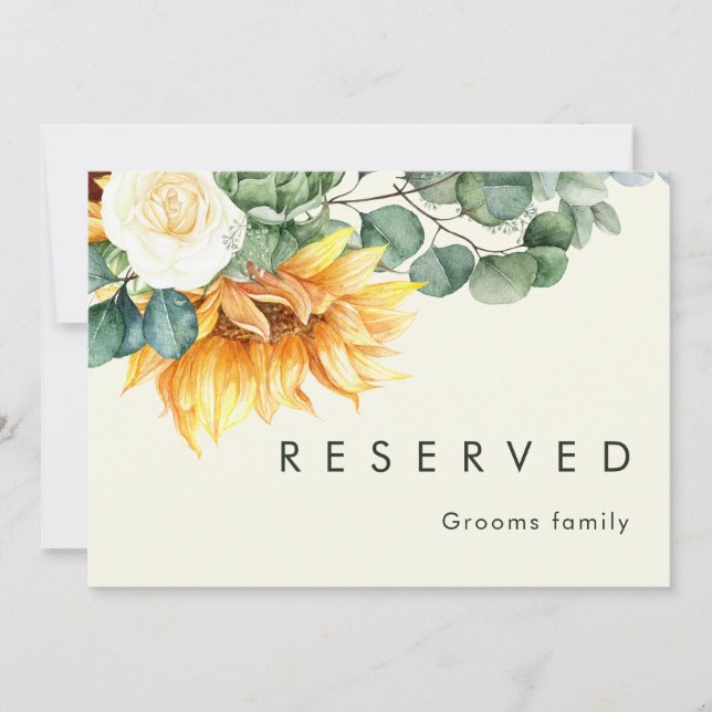 Bold Country Sunflower Light Yellow Reserved Sign (Front)