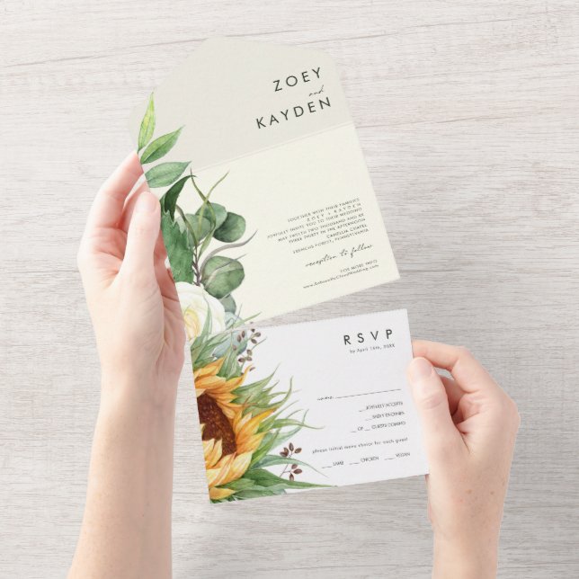 Bold Country Sunflower Light Yellow Seal And Send All In One Invitation (Tearaway)