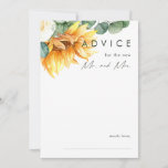 Bold Country Sunflower | Light Yellow Wedding Advice Card<br><div class="desc">This bold country sunflower | light yellow wedding advice card is perfect for your simple classic boho summer backyard barn wedding. Design features a bouquet of vintage watercolor yellow gold and rustic orange sunflowers, elegant modern sage green eucalyptus greenery, and a white ivory rose. The design is ideal for a...</div>